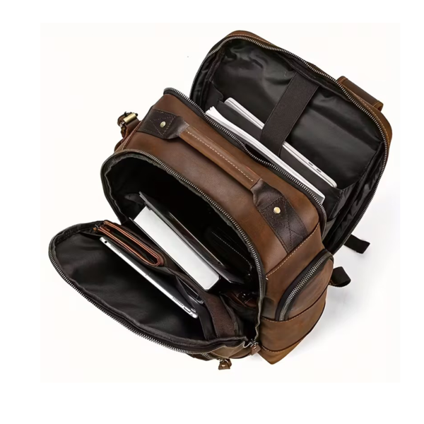 کوله‌پشتی چرمی گراز مدل سارون – محفظه اصلی با Multipockets